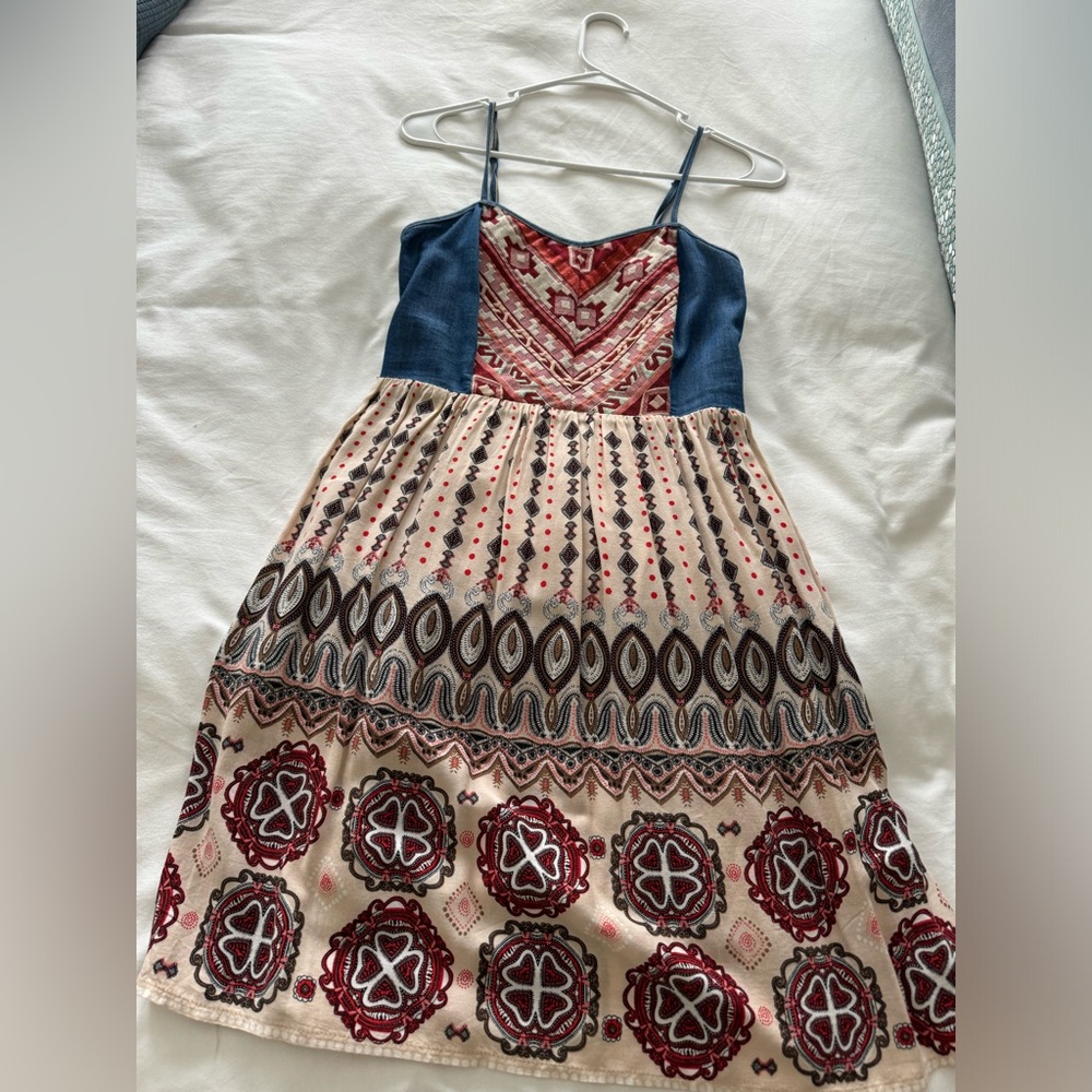 Flying Tomato spaghetti strap denim and cotton sundress. Size Medium